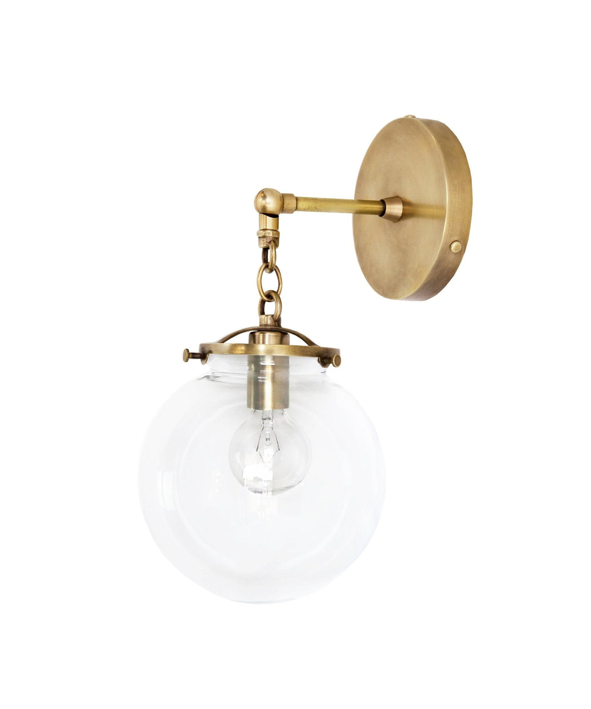 BEAUFORT WALL SCONCE - BRASS WITH CLEAR GLOBE