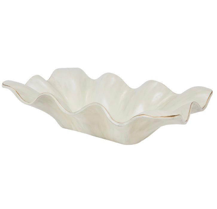 BRUSHED CREAM SCALLOP BOWL - RECTANGLE