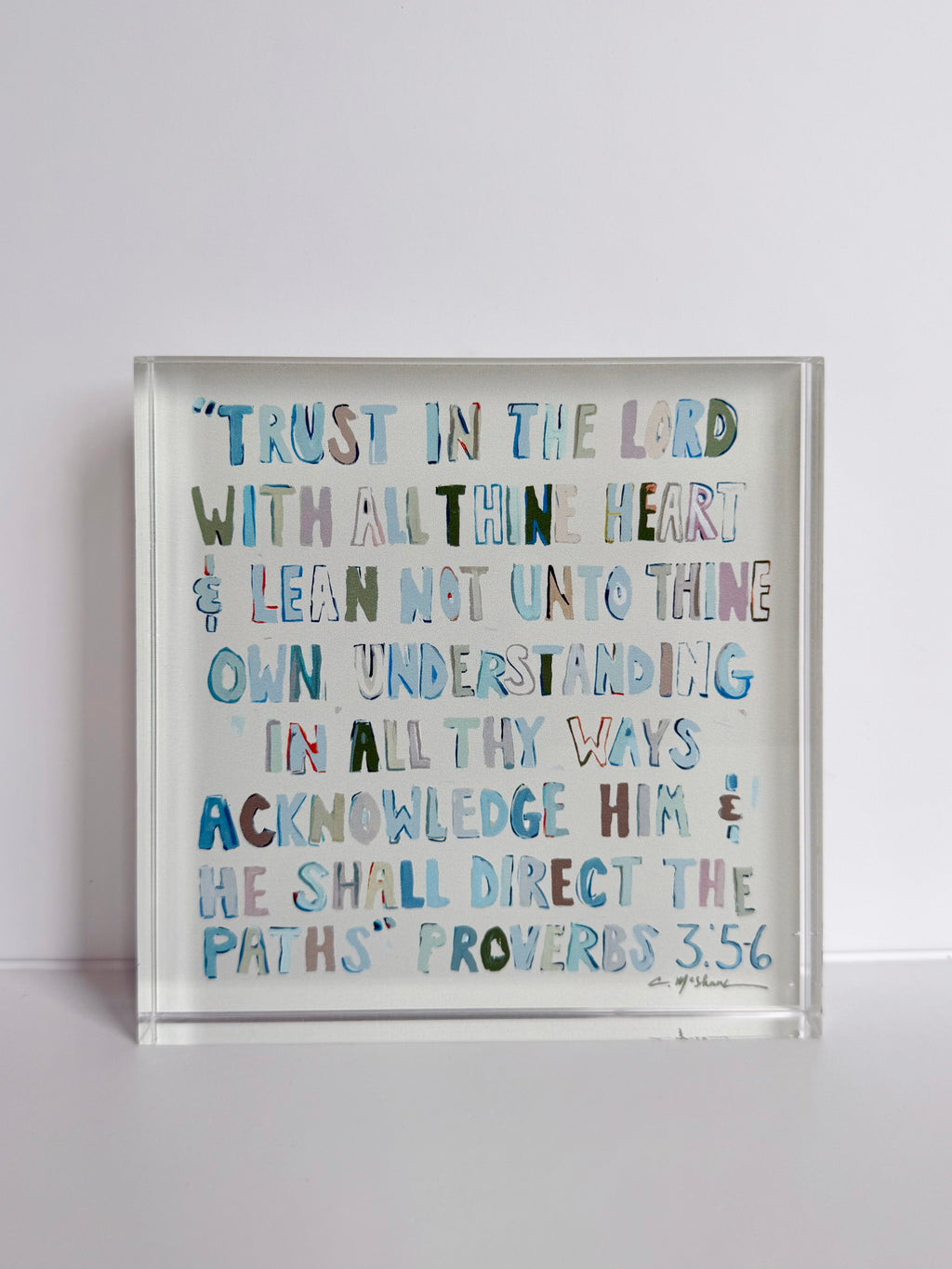 Proverbs 3:5-6 Neutral Acrylic Tabletop Art