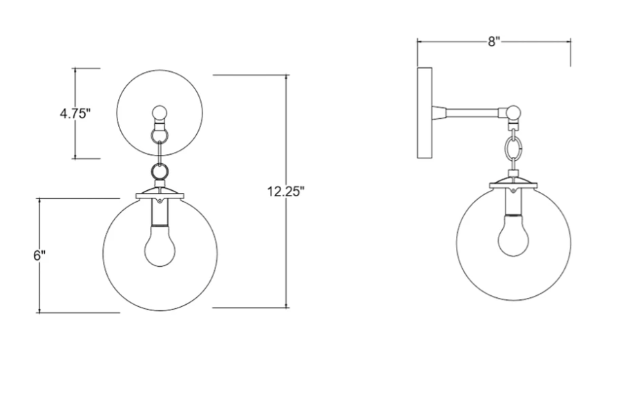 BEAUFORT WALL SCONCE - BRASS WITH CLEAR GLOBE