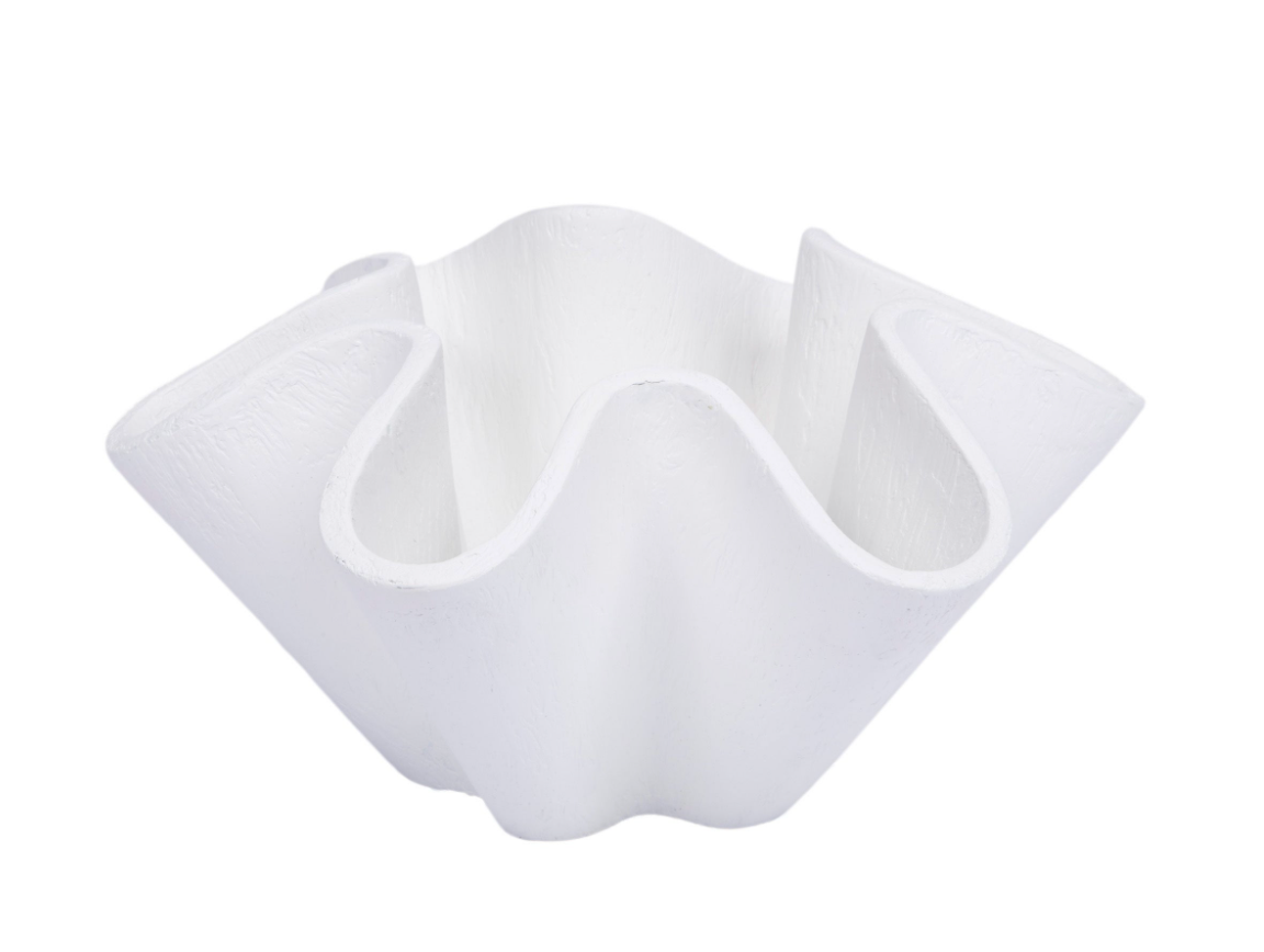 WHITE GESSO SCALLOPED BOWL