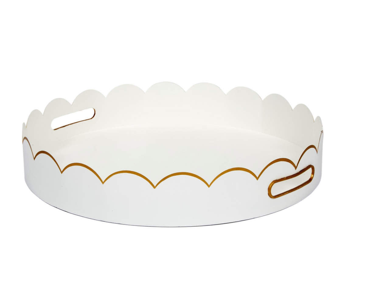 SCALLOP ROUND TRAY - WHITE